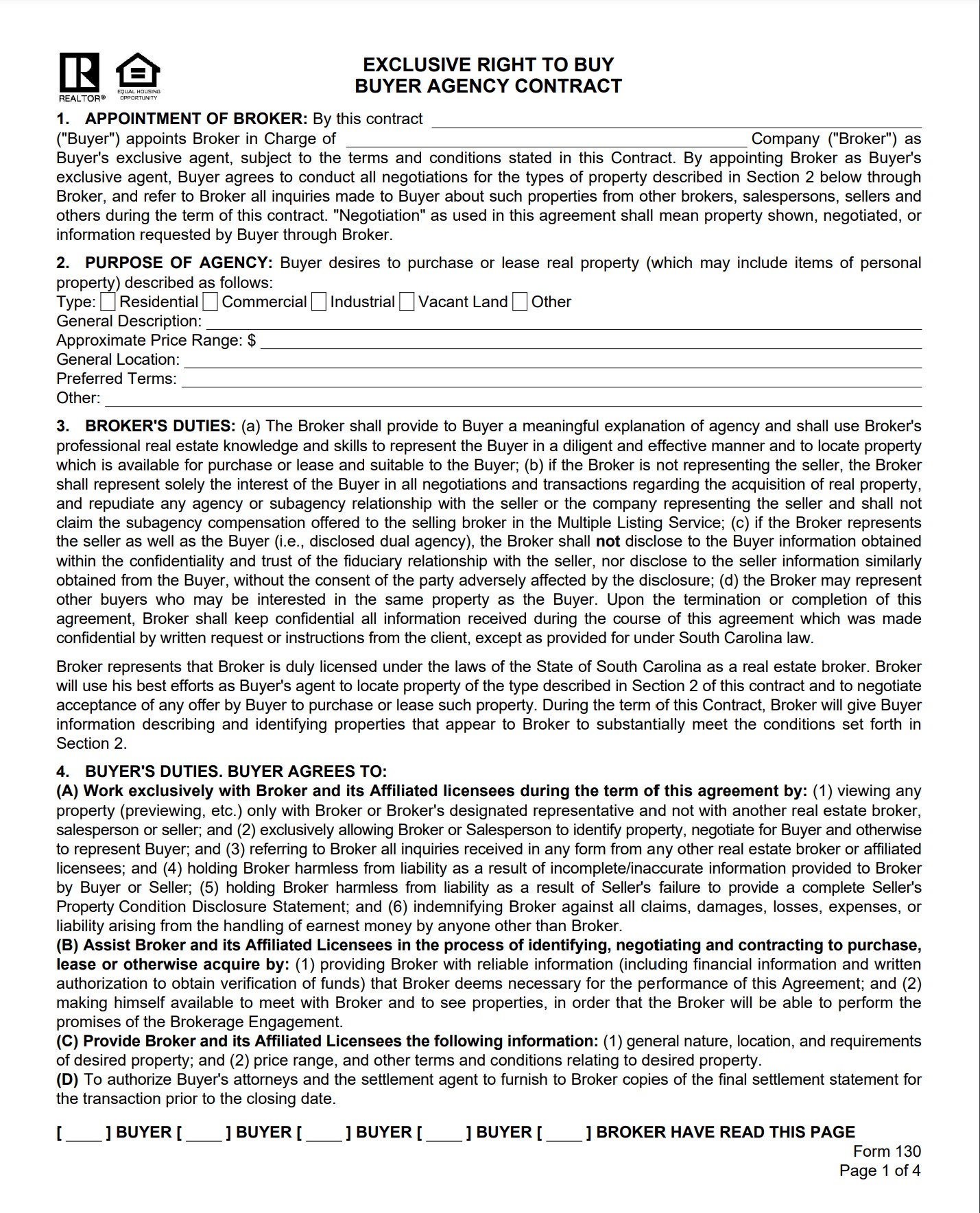 Buyer Agency Agreement - page 1